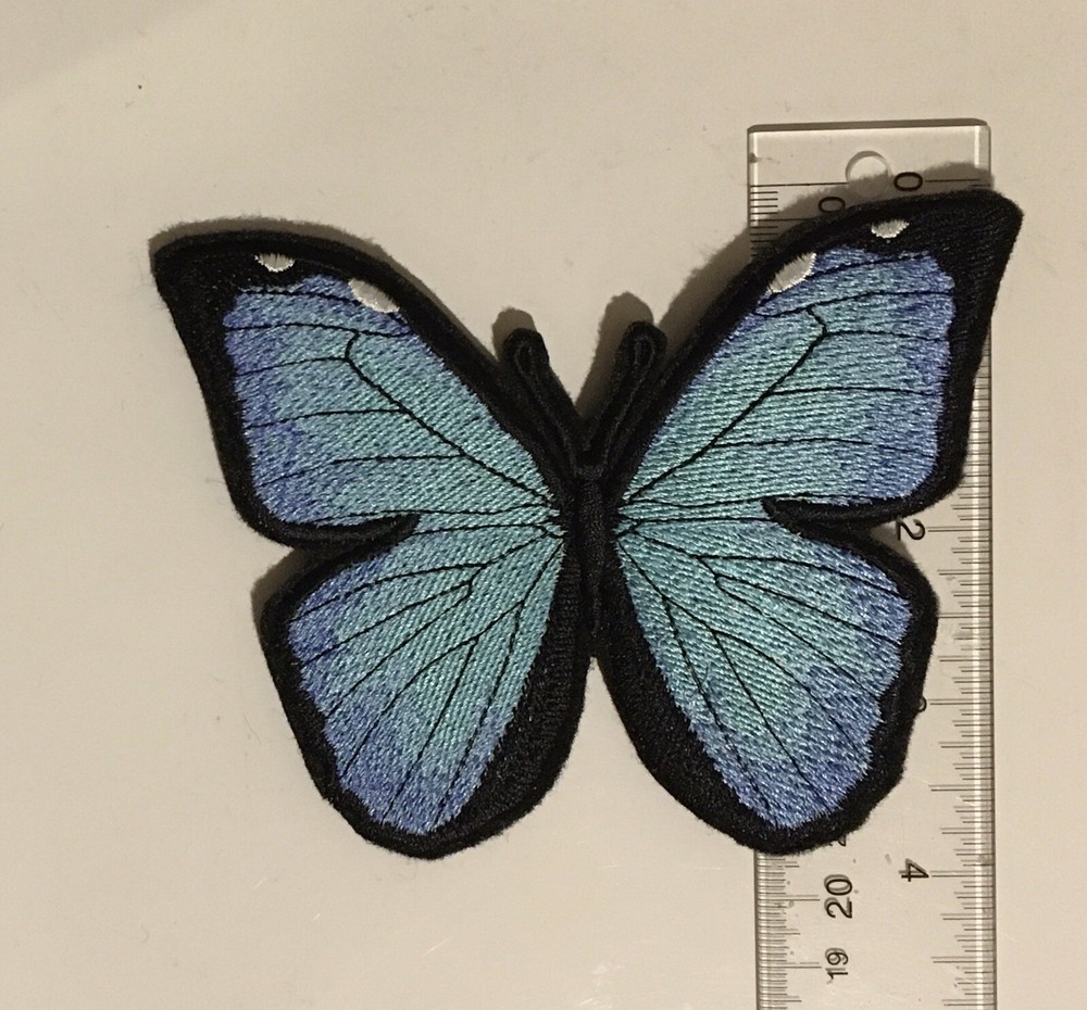 Embroidered Large “Giant (Light) Blue Morpho”Butterfly 4.9” inches IRON ON Patch
