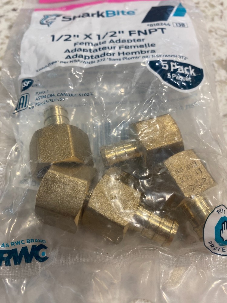 SharkBite 5 PACK PEX 1/2" x 1/2" FNPT Female Adapter Brass