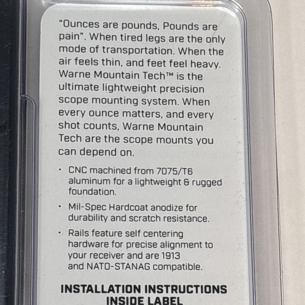 Warne 7657M Kimber 84M Scope Base Zero MOA Rail