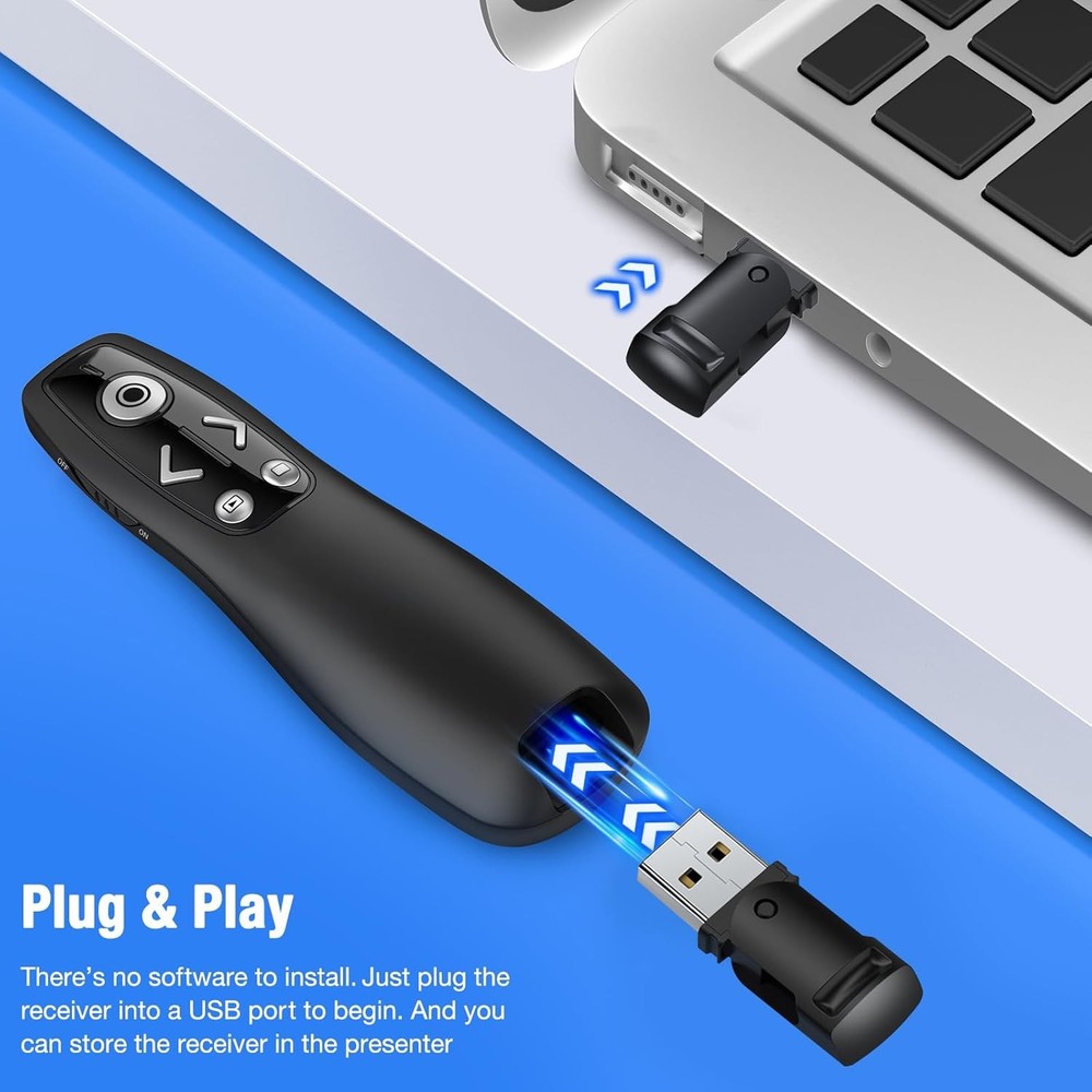 Wireless Presenter Remote Clicker with Volume Control for PowerPoint