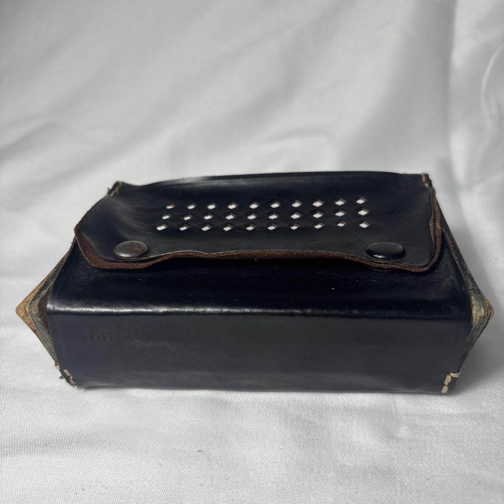 Vintage Transistor Radio Carrying Case & Strap Black Leather