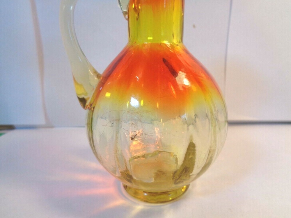 Studio Art Glass 5" Amberina Panel Optic Pitcher (Used/EUC)