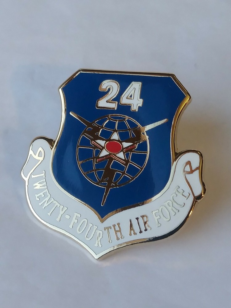 24 Twenty-Fourth Air Force Shield Lapel Pin US Cyber Command