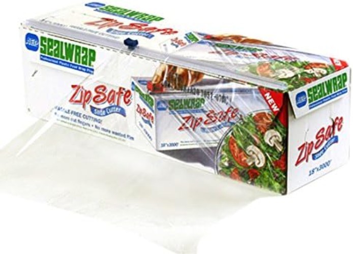 Zipsafe Plastic Wrap, 18" x 3000', PVC, Clear