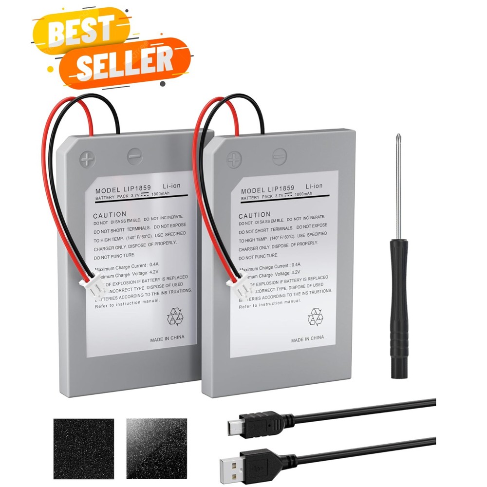 PS3 Wireless Controller Battery Pack: 2 Rechargeable 1800mAh Batteries & Tools