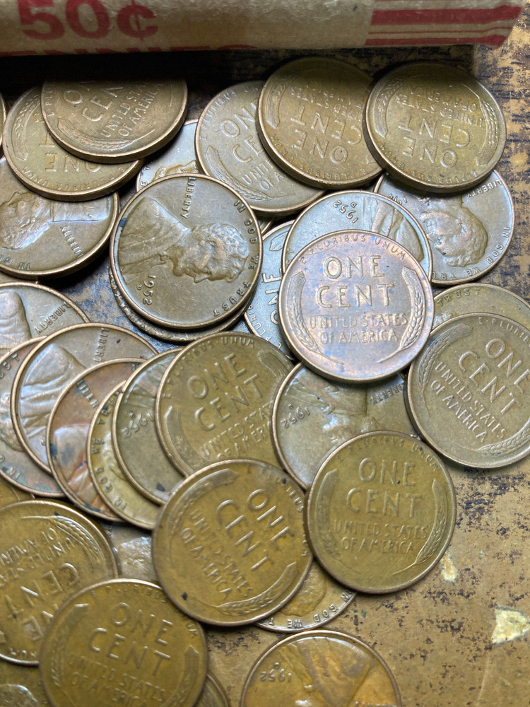 1952-D LINCOLN WHEAT CENT PENNY ROLL, nice condition