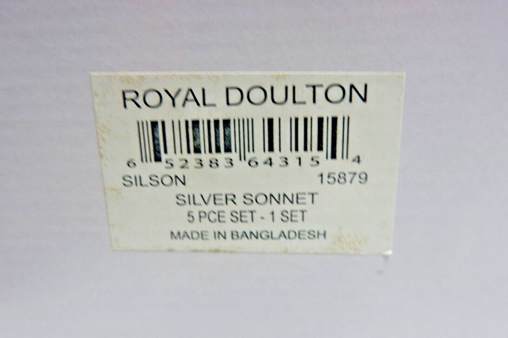 Royal Doulton Silver Sonnet 5 Piece Place Setting Dinnerware Set New