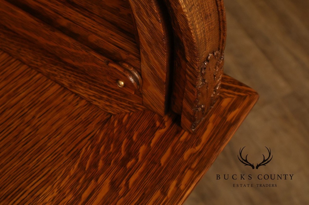 Oak Roll Top Desk With Carved 'Reading Hardware Co." Crest Panel