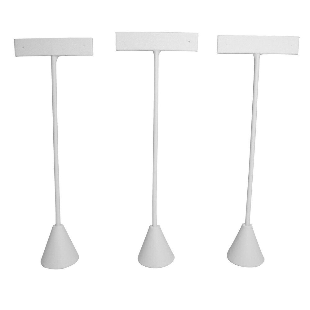 White Leatherette Earring T Shape Display Stands