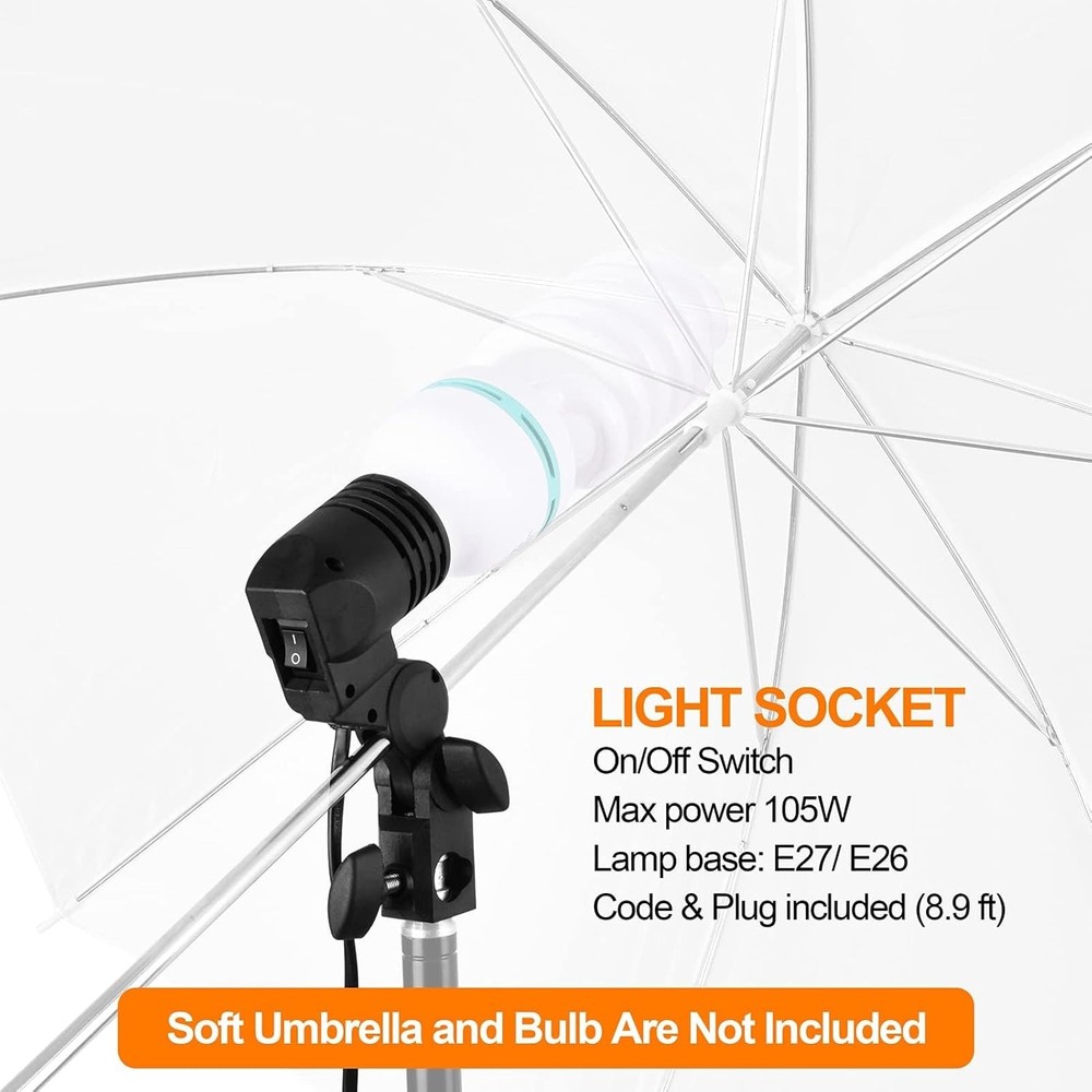 EMART Light Bulb Stand, E26 / E27 AC Socket with Umbrella Lamp Holder,...