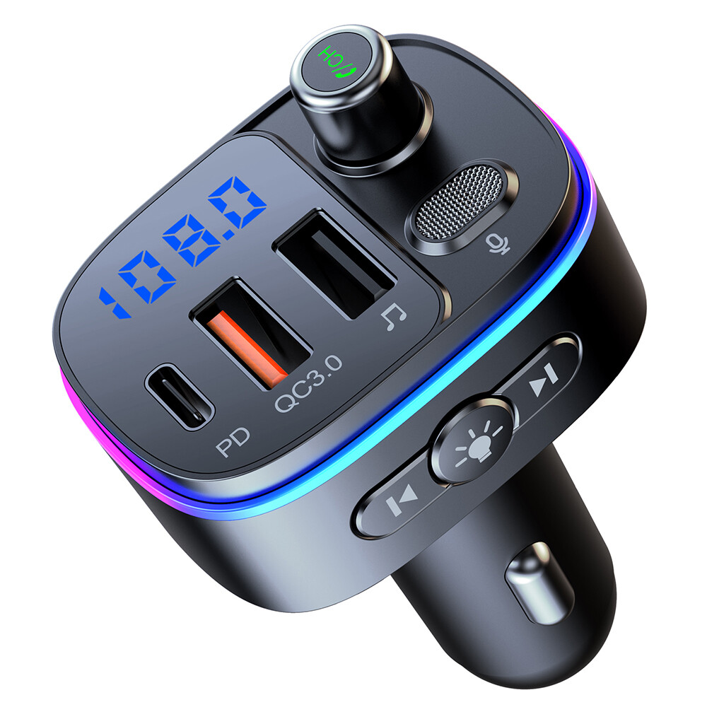 QC3.0 USB/Type-c PD Fast Charging Wireless Bluetooth 5.0 Fm Transmitter Phone US