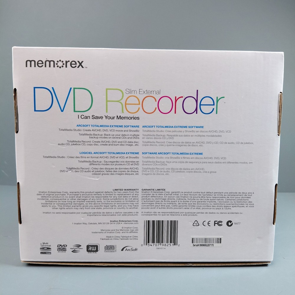Memorex External DVD / CD Recorder Writer White.