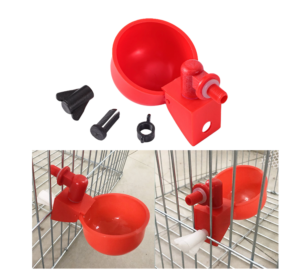 2Pcs Automatic Chicken Water Cup Plastic Drinking Bowl Waterer Kit for Poultry