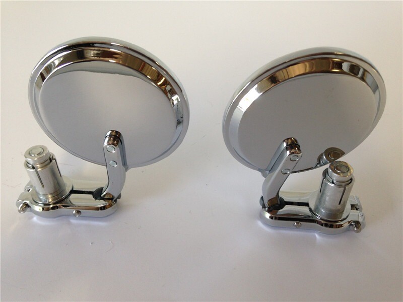 Pair Chrome Foldable Universal Motorcycle Round 7/8" Handle Bar End Side Mirrors