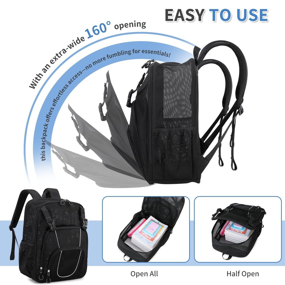 Mesh Backpack Heavy Duty See Through Transparent Backpack for School Large Ca...