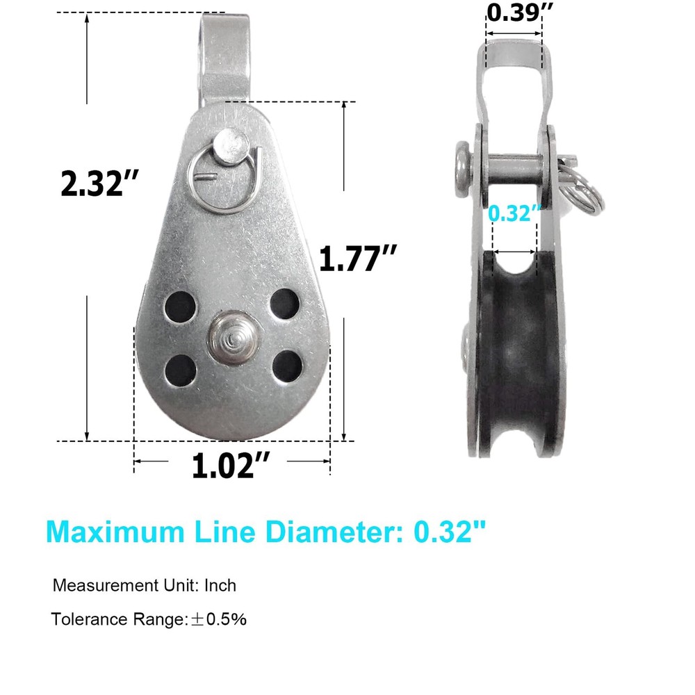 2 PCS Durable Stainless Rope Pulley Loading Nylon Roller, Block Snatch Single