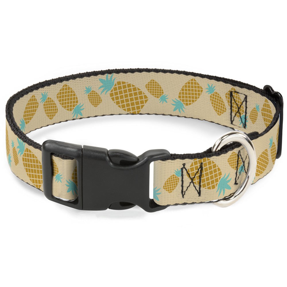 Plastic Clip Collar Pineapples Rotating Tan Large 15-24"