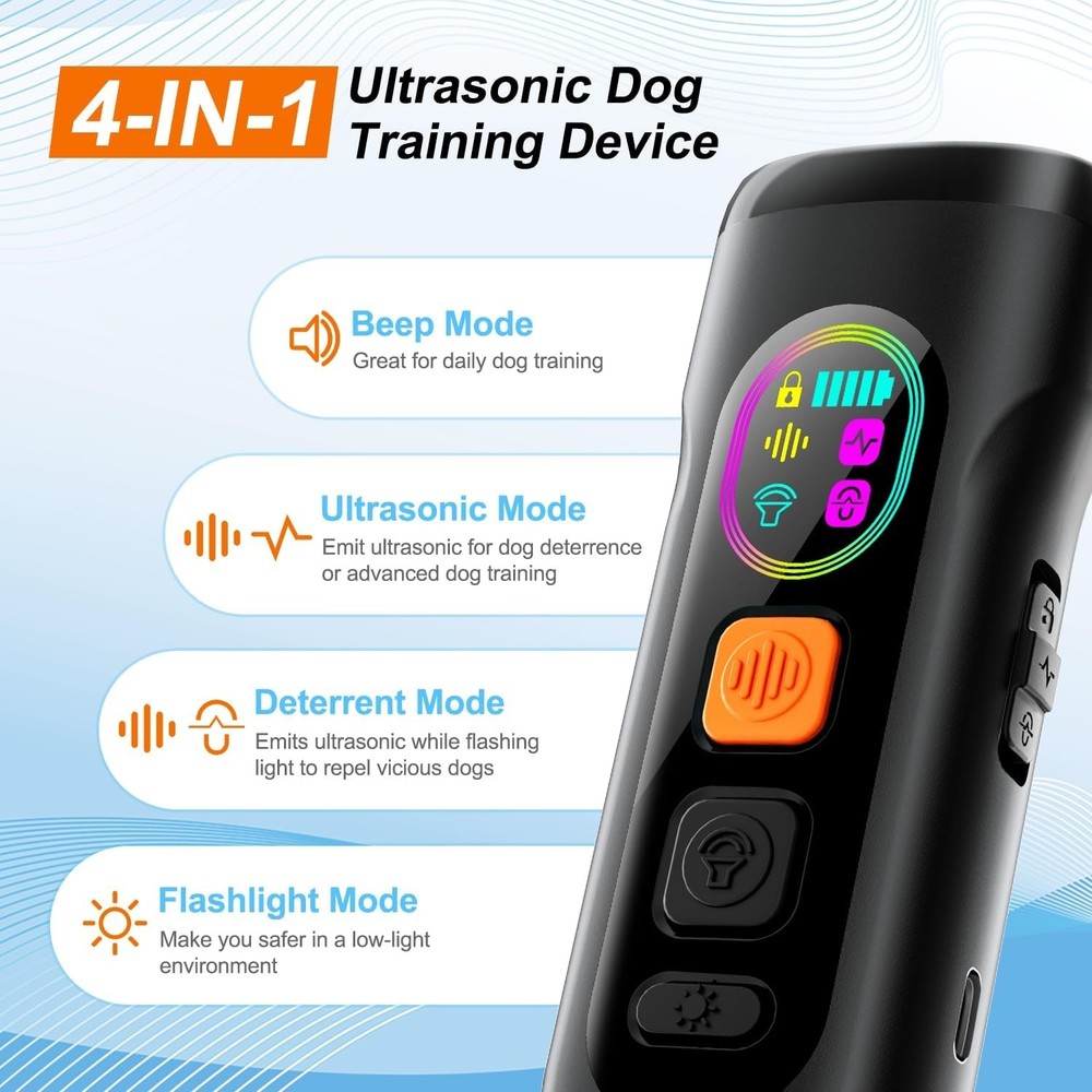 Ultrasonic Dog Bark Deterrent - 3-in-1 Training Tool
