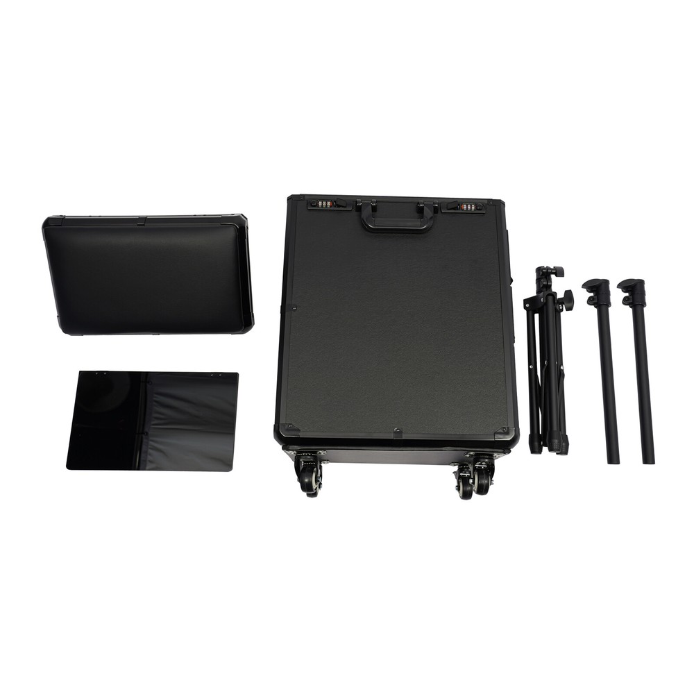 3 In 1 Tattoo Travel Cases With Tattoo Armrest Stand Rolling Makeup Train Case