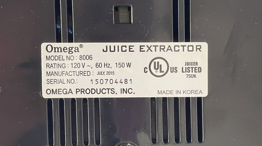 Omega 8006 Juicer Fruit & Vegetable Slow Masticating Extractor (Motor Base Only)