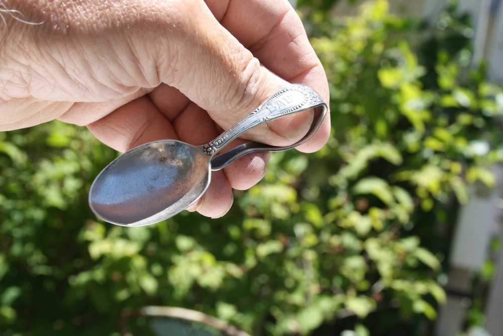 Antique Silver Plate BABY Handle LOOP BABY SPOON