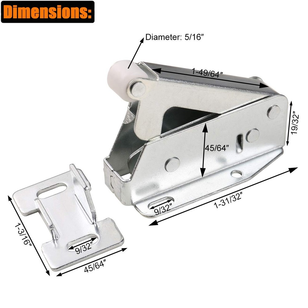 HWMATE Push to Open Touch Release Lock Spring Loaded Latch for Kitchen Cabine...