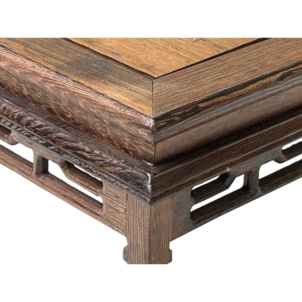 4.75" Light Brown Feather Pattern Square Wood Display Stand Riser ws4217