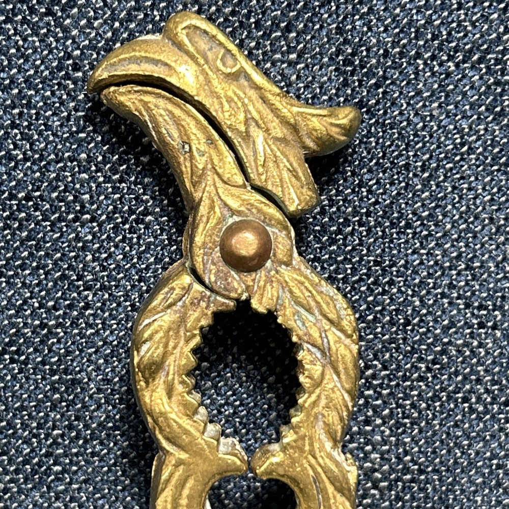 Vintage Solid Brass Figural Nutcracker Phoenix Eagle Or Hornbill 5.5” Long
