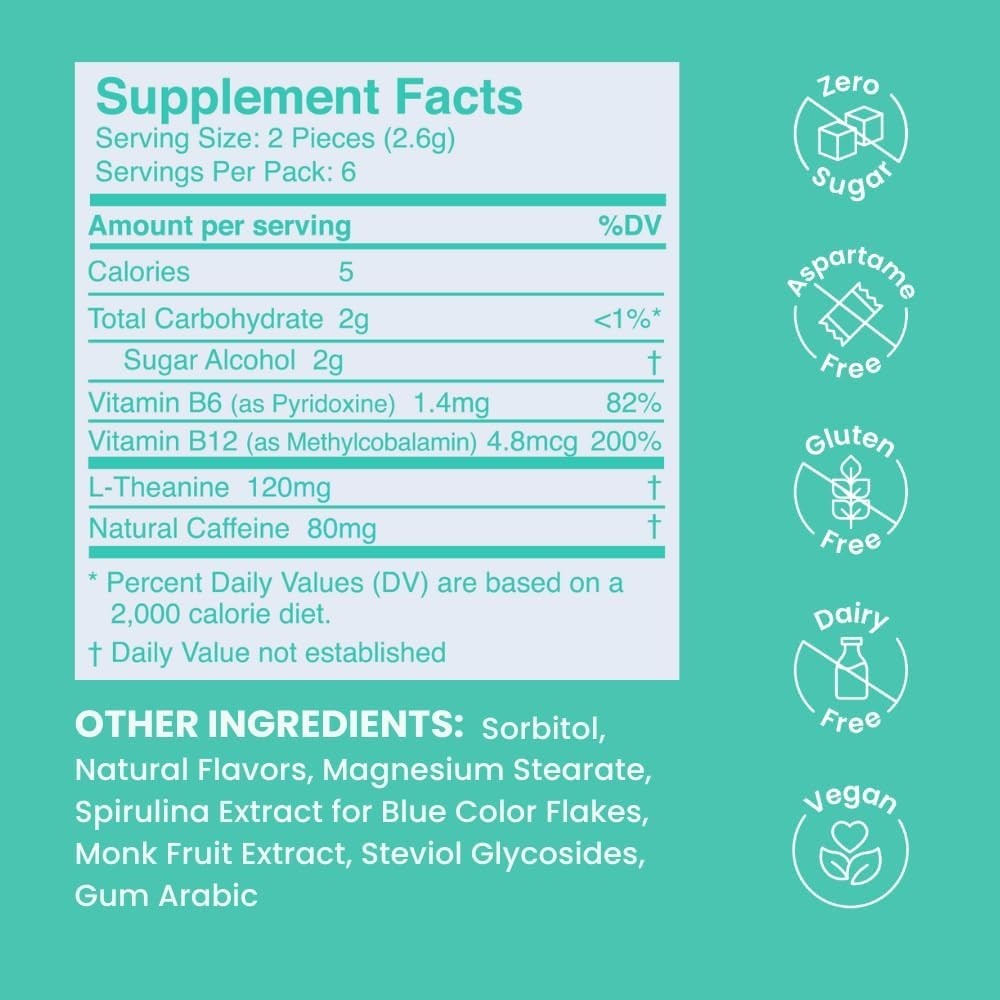 Neuro Mints Energy & Focus Fresh Mint – 6 Pack – Natural Caffeine