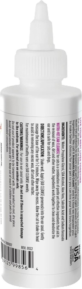 Effective Cat Ear Cleaner - 4oz Gentle Solution for Itchy Ears & Deodorizing