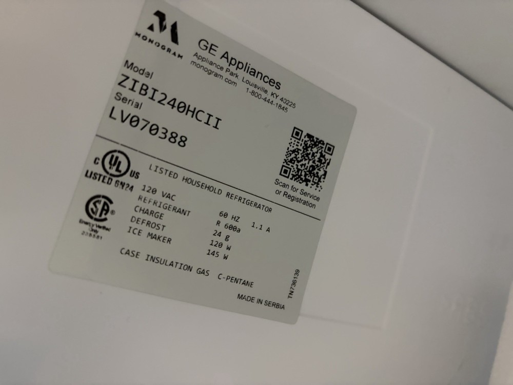 GE Monogram ZIFI240HII 24" Panel Ready CD Under Counter Refrigerator