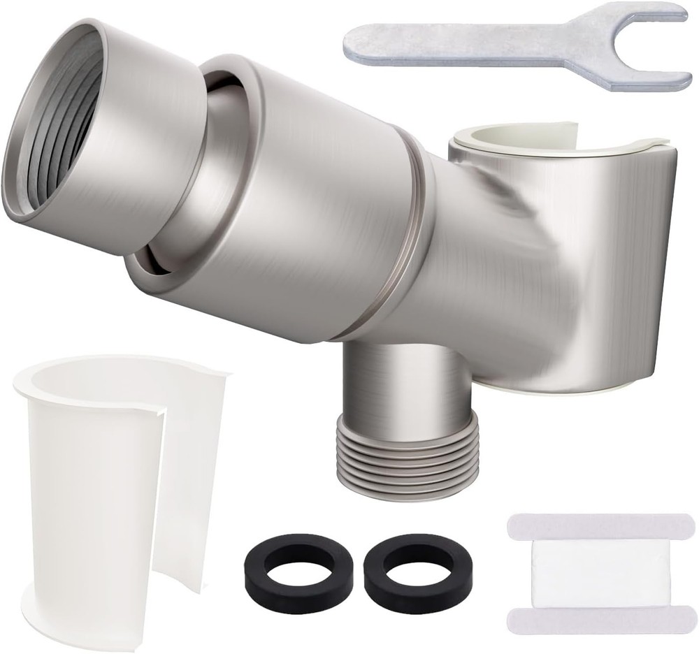 All Metal Handheld Shower Head Holder, Adjustable Wand Brushed Nickel