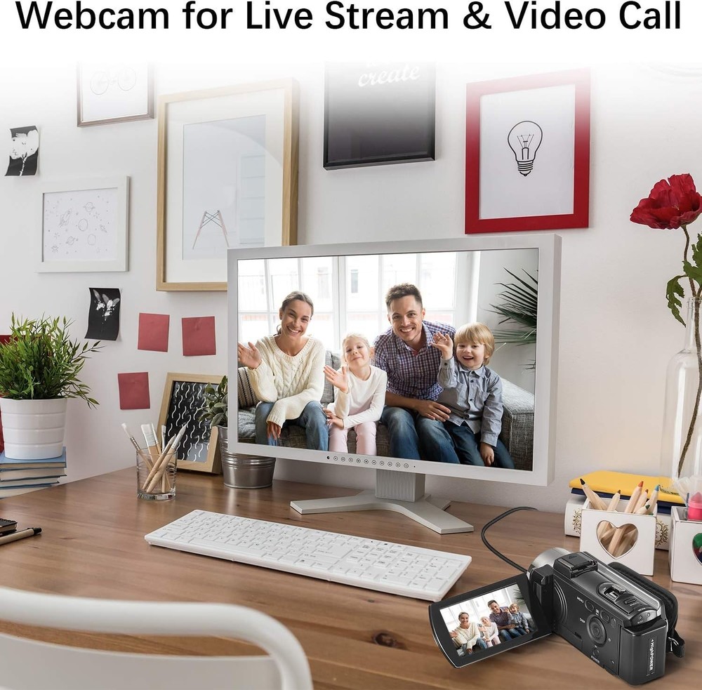 Versatile Video Camera with Pause Function, 2 Batteries & Anti-Shake Technology