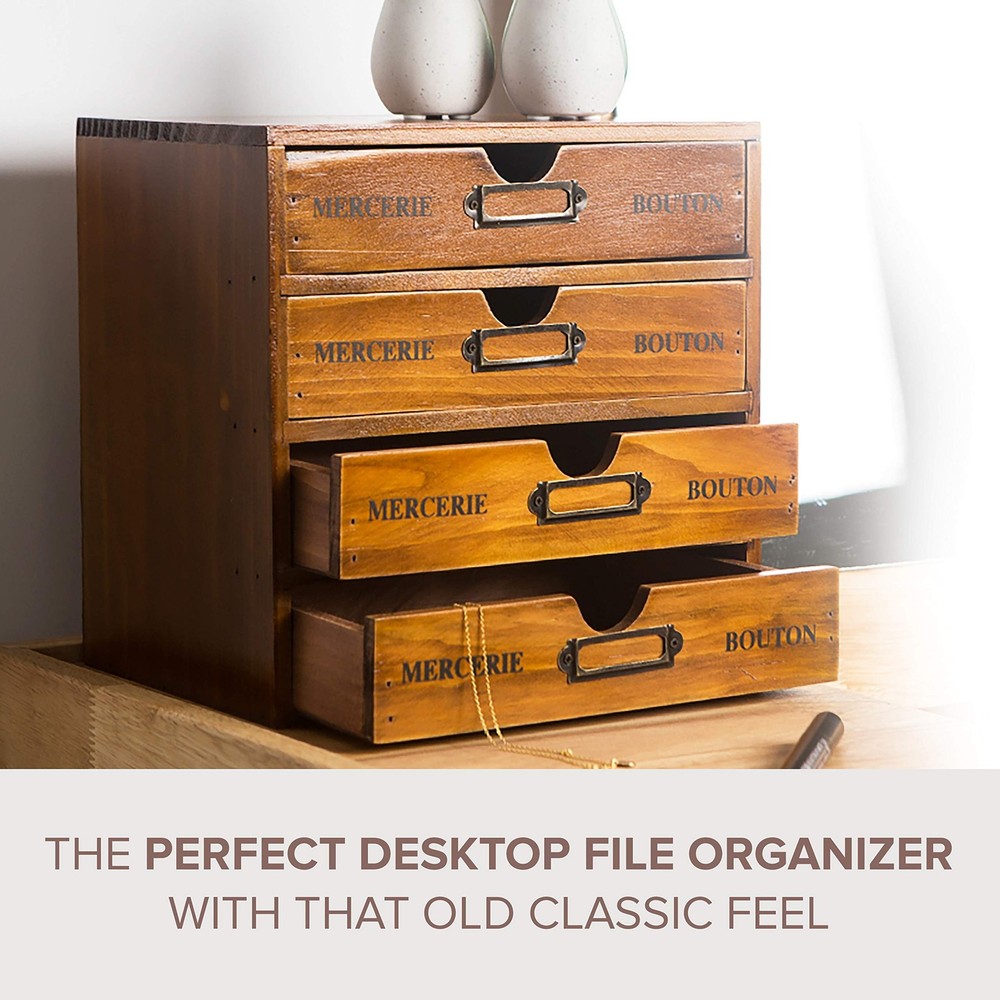 Modular Stackable Apothecary Cabinet 4 Drawer Desk Organizer - Retro Library ...