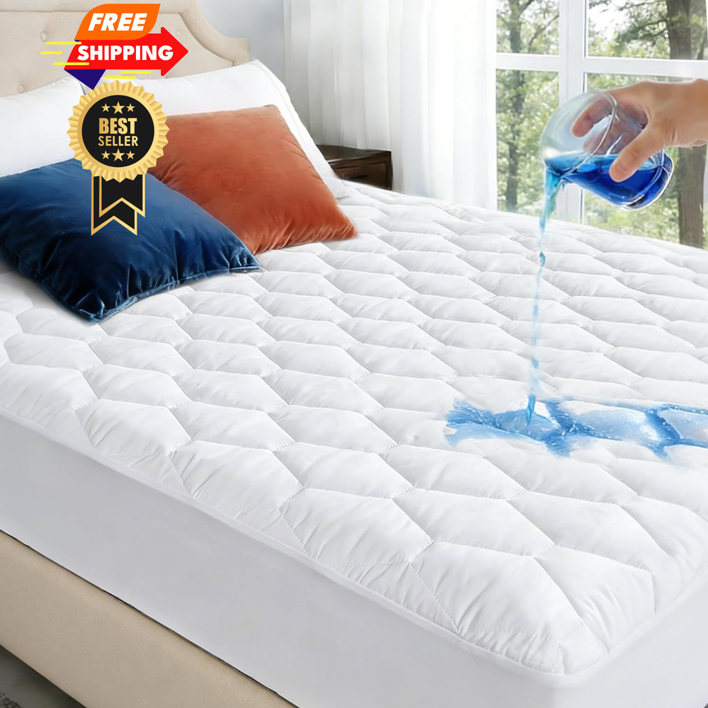 Twin Mattress Protector Waterproof - Washable Twin, Pattern-1-white