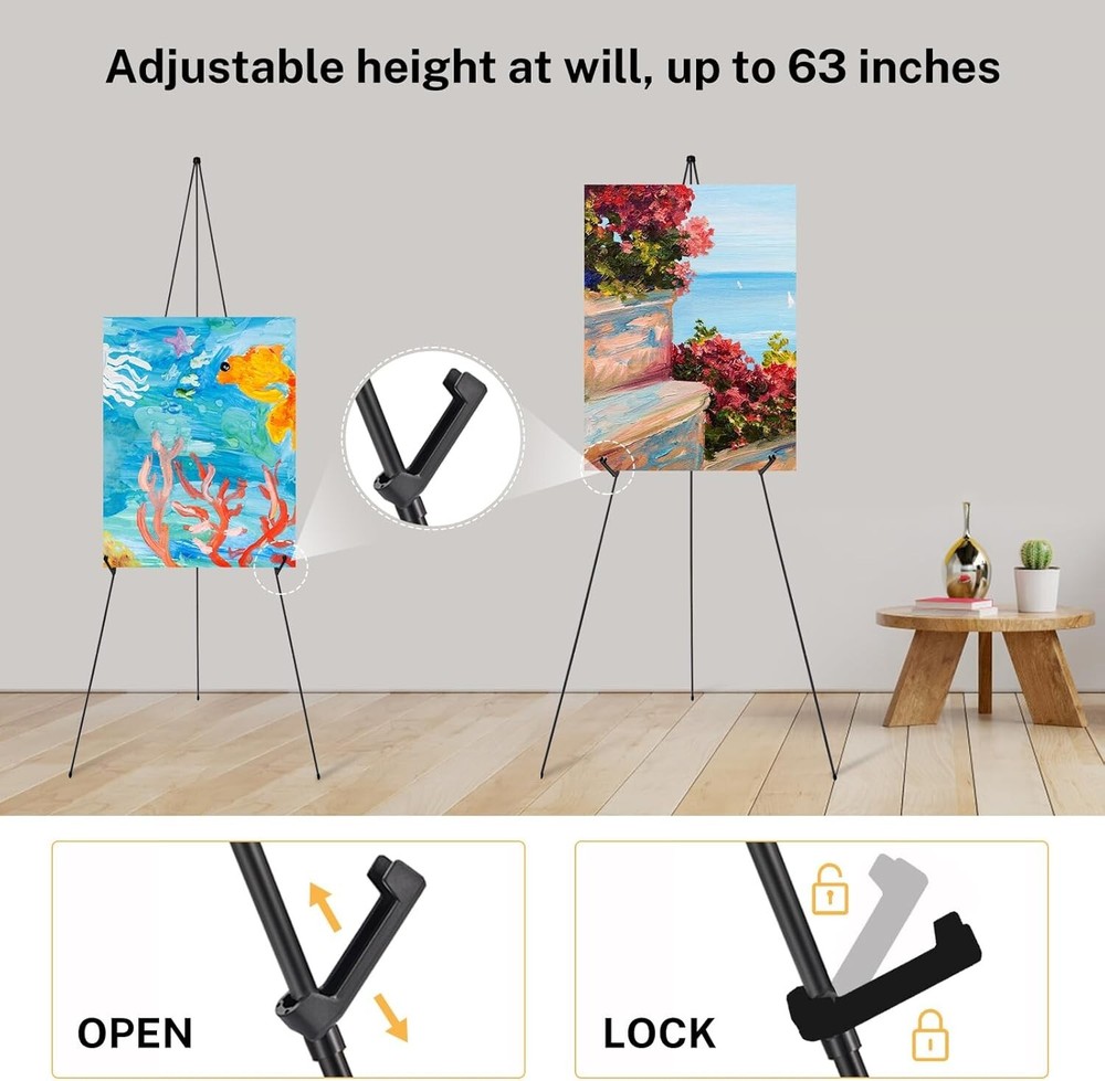 Magicfly Display Easel, X2 63 Inch Telescoping Easel Aluminum Easy-Folding Easel