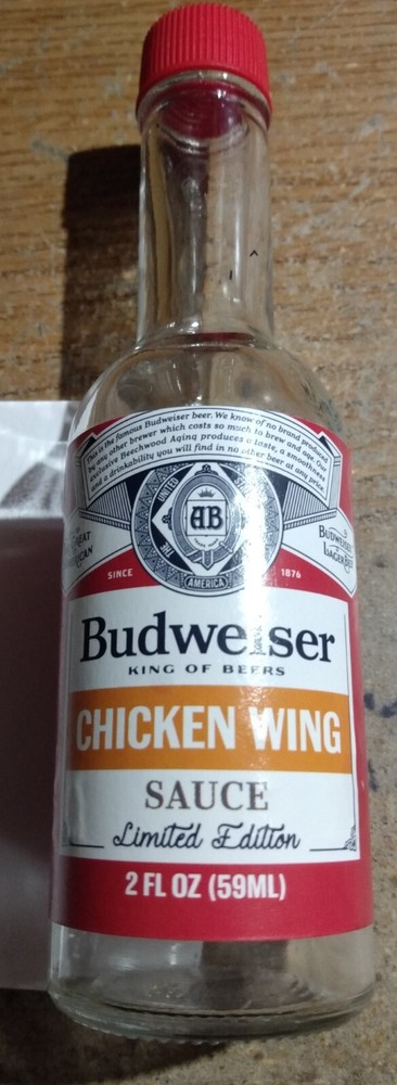 Empty Budweiser Chicken Wing Hot Sauce Bottle Limited Edition