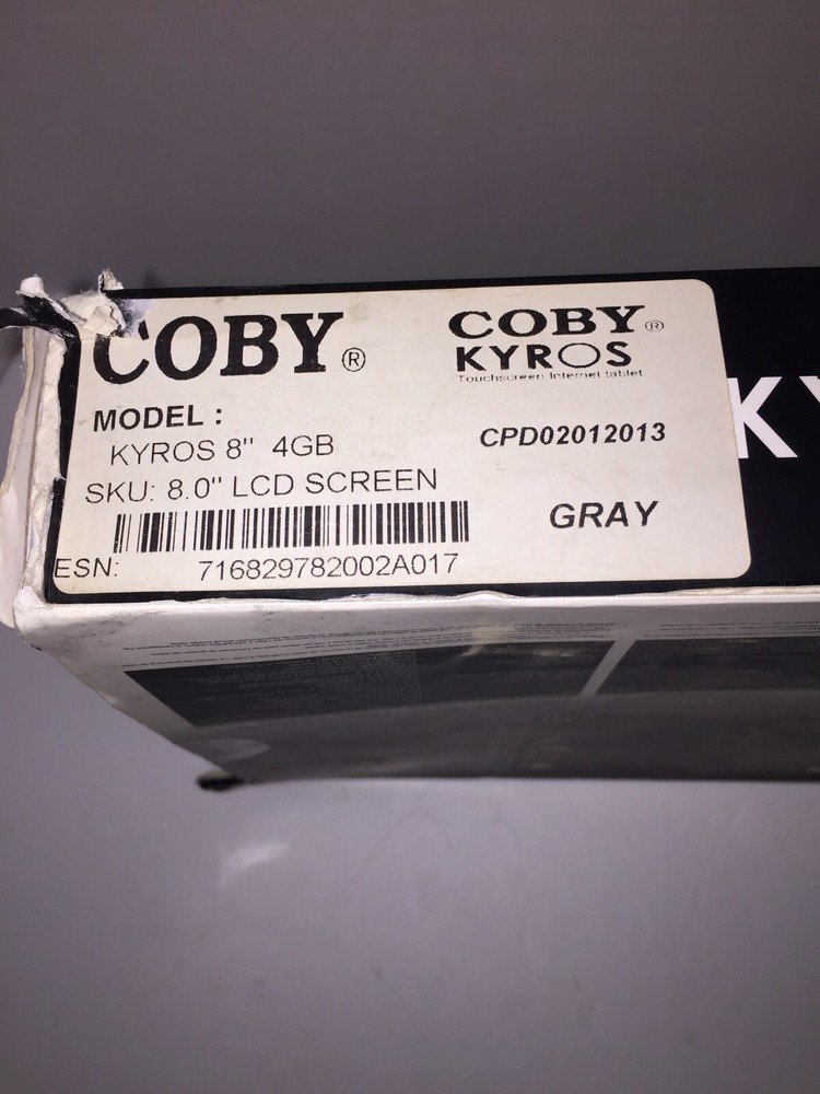 Coby Kyros 8" 4 GB Touchscreen Internet Tablet PLEASE READ ISSUE