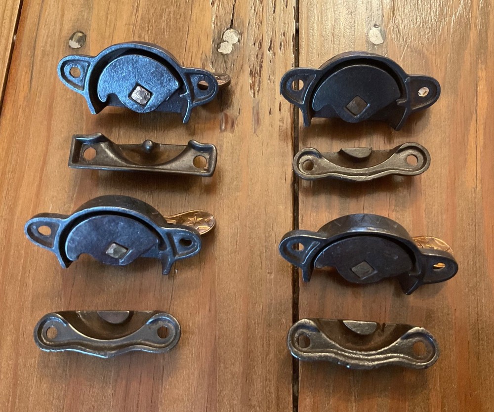 4 Victorian Eastlake Window Sash Locks Copper handle? Embedded Star on Handle