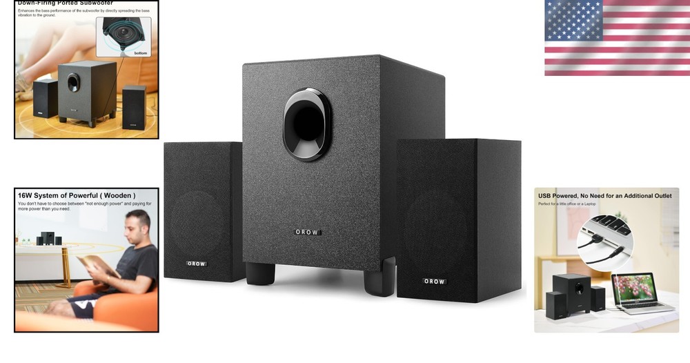 OROW USB-Powered 2.1 Subwoofer Speaker System