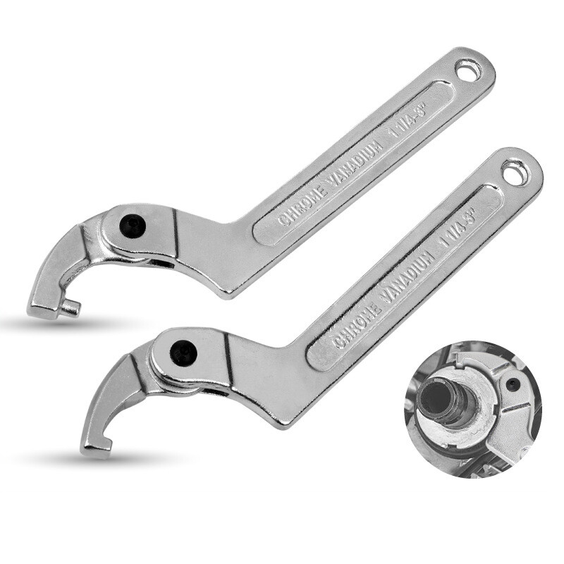 Adjustable Hook Wrench 32-76mm C Flat Spanner Tool Slotted Retaining Universal