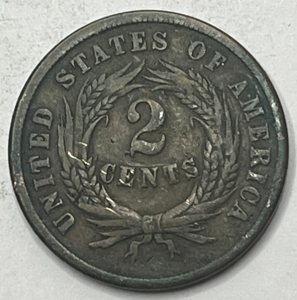 1865 Two Cent Piece VF+