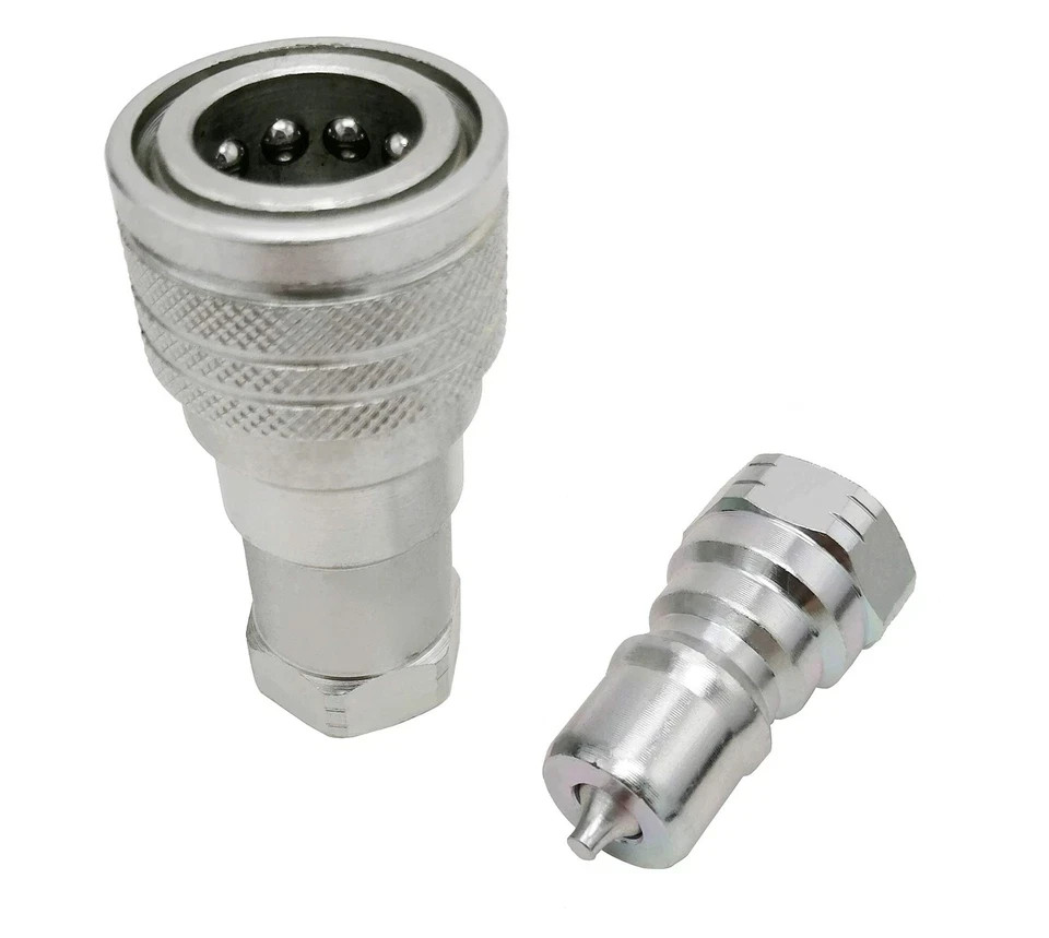ISO 7241-B 1/4 Inch NPT Quick Disconnect Hydraulic Coupler/Coupling (2 Set)
