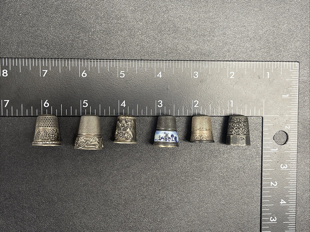 6 Sterling Silver Vintage Thimbles
