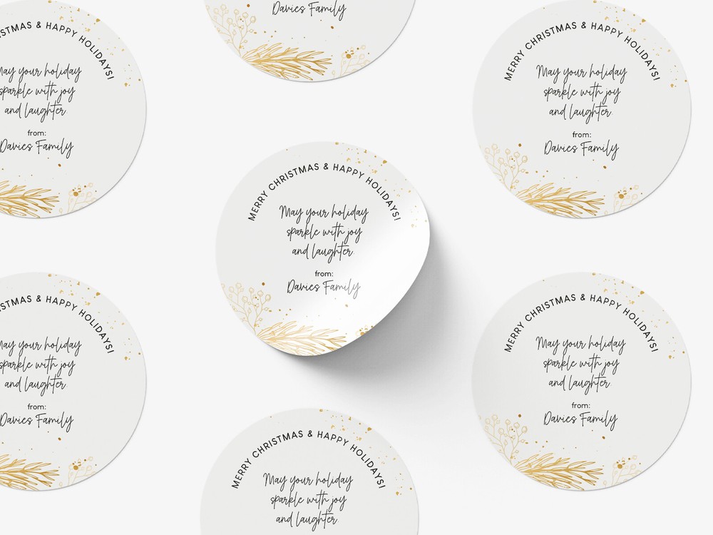 Personalised Christmas round sticker labels, custom stickers