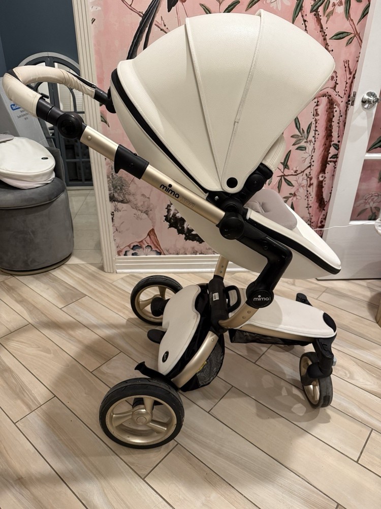 Mima Xari White & Gold Stroller & Bassinet SET