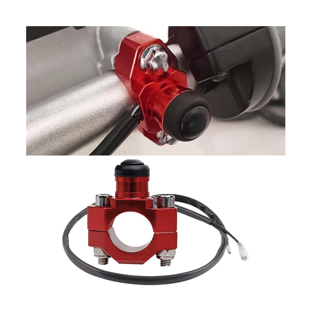 Bittwee CNC Universal Motorcycle Engine Stop Start Kill Switch Button, Red