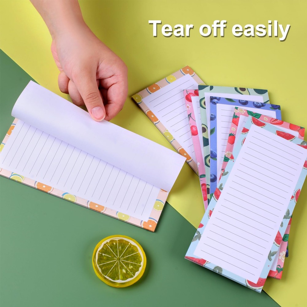 9 Pack Magnetic Notepad for Refrigerator Fruit Design Grocery List Pad 25 Sheets