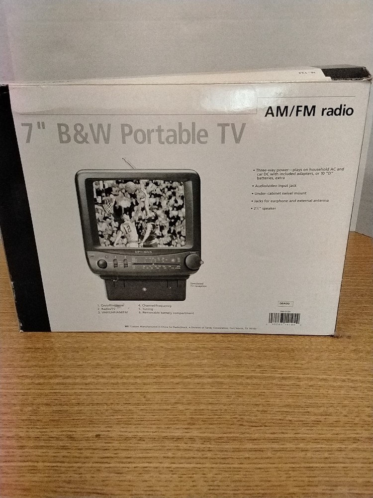 7" B & W Vintage Portable TV