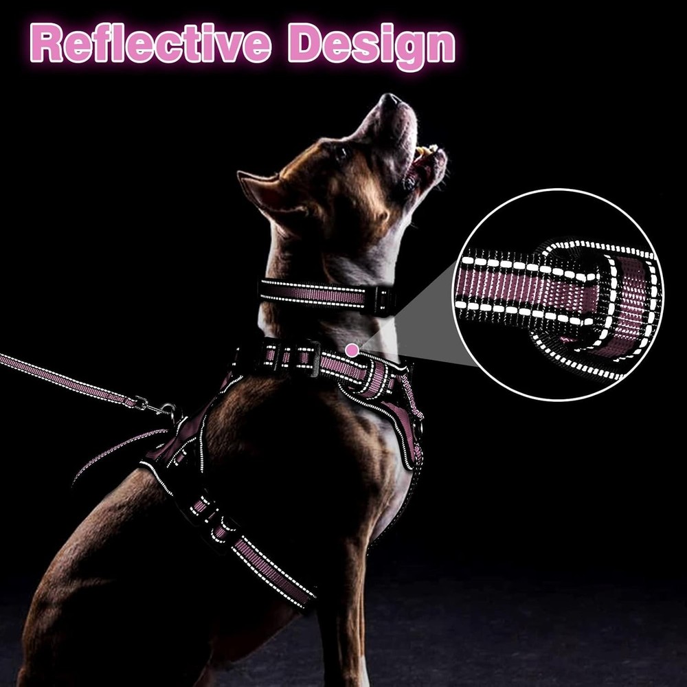 Pet Harness Collar & Leash Set All-in-one Reflective Dog Harness No Pull